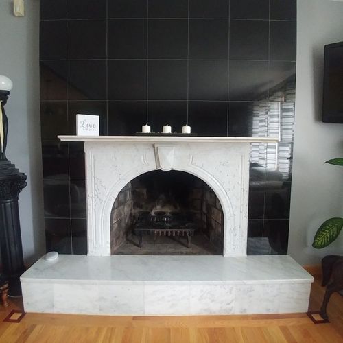 Superior tile modernized our fireplace by covering