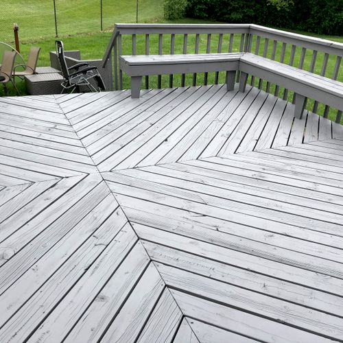 We hired Erick to stain our worn out deck. He was 
