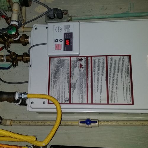 Work involved: Installed/Mounted tankless water he