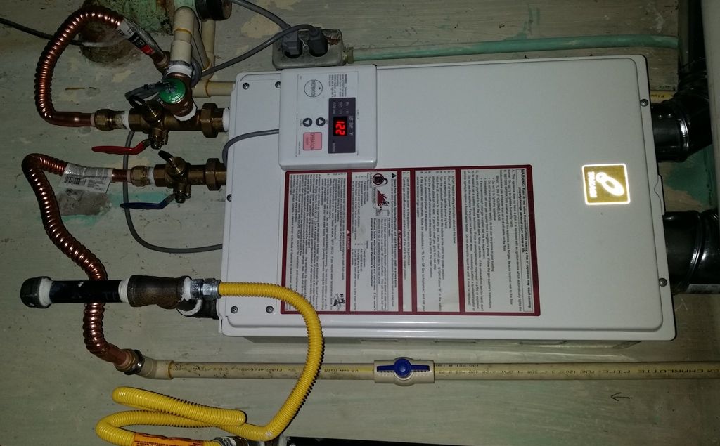 Work involved: Installed/Mounted tankless water he