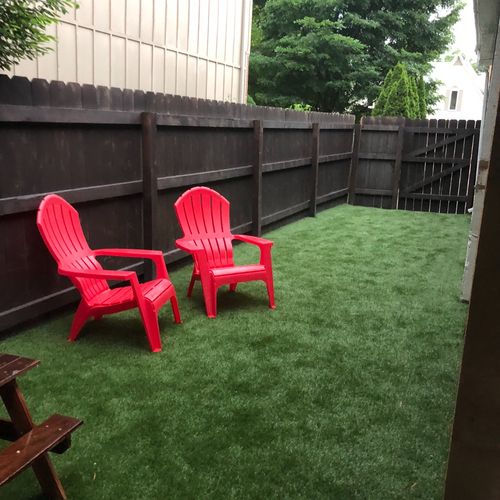 Installed artificial turf in our backyard and it t