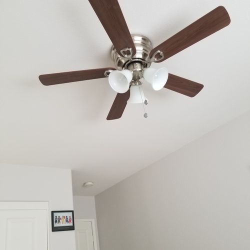 awesome job installing two ceiling fans in two dif
