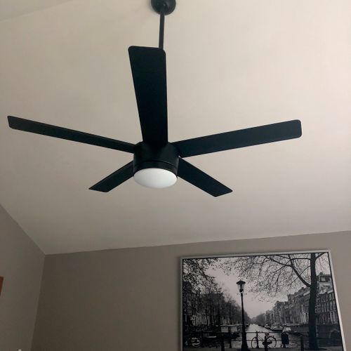 Installed a ceiling fan where a light fixture used