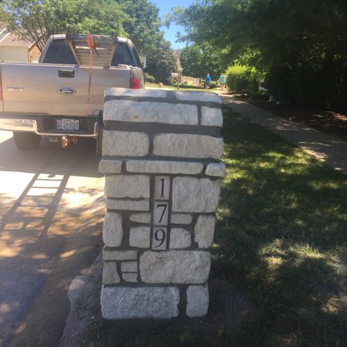 Great job in building stone mailbox.  He was very 