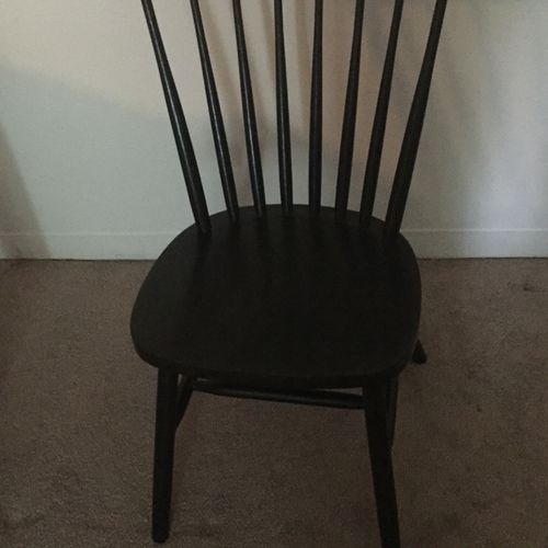 He painted my dining room chairs black. Very neat 