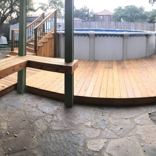 I hired Gilbert to sand and stain the deck around 