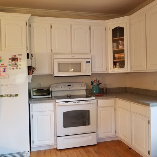 Carlos updated my 20 year old golden oak cabinets,