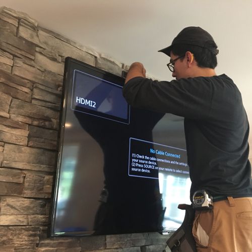 Carlos did an awesome job installing our tv above 