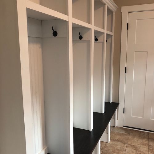 Tim built beautiful lockers for my laundry room!
