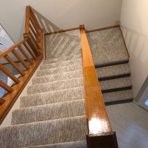 Fantastic job replacing the carpet on our stairs a