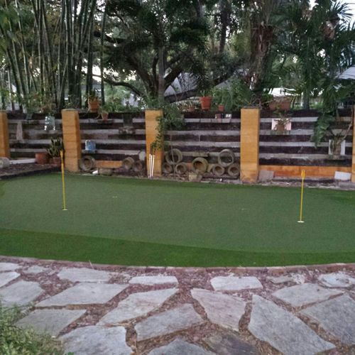 This crew installed a beautiful putting green and 