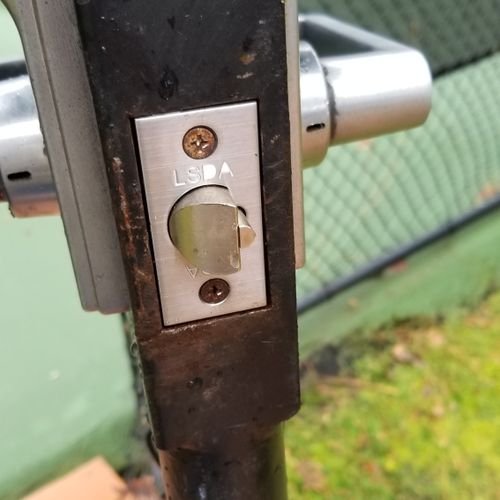 Mika repaired a lock that had been vandalized in m