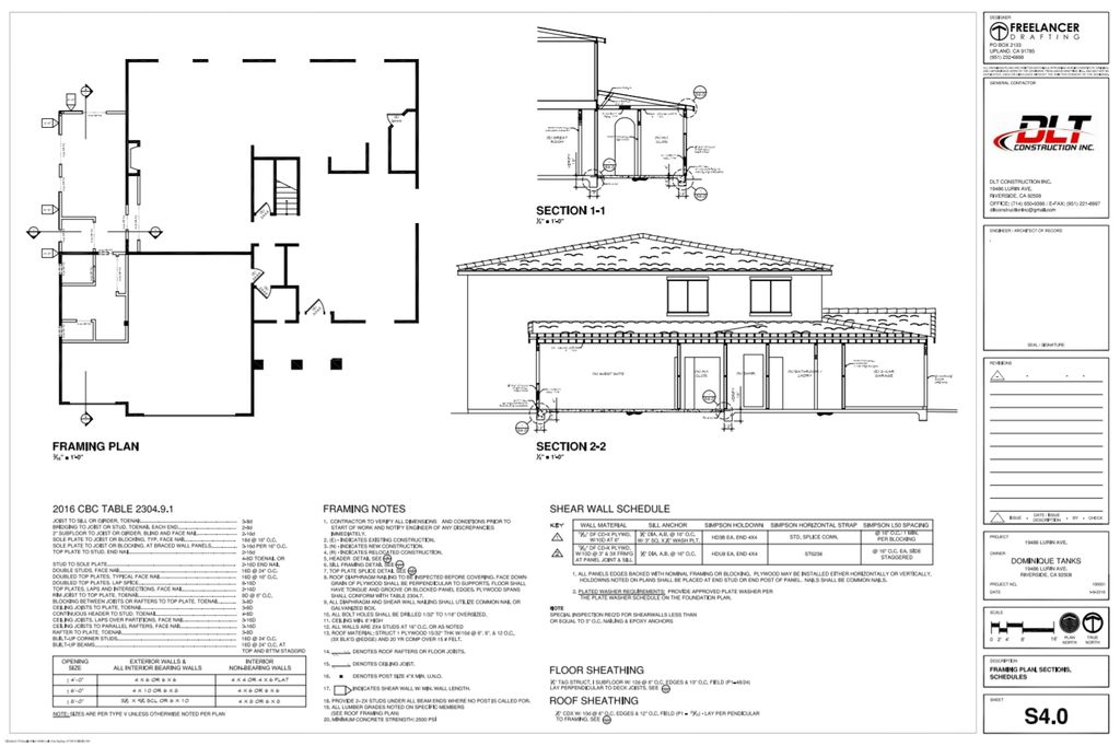 Residential Addition, Framing Plan