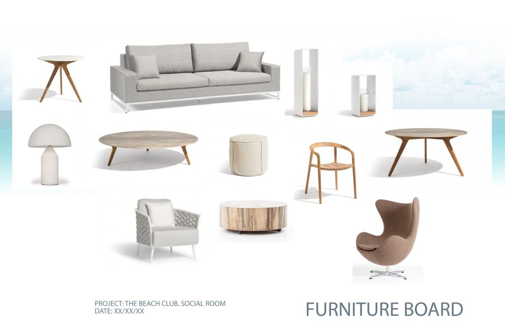 Beach club furniture selection 
