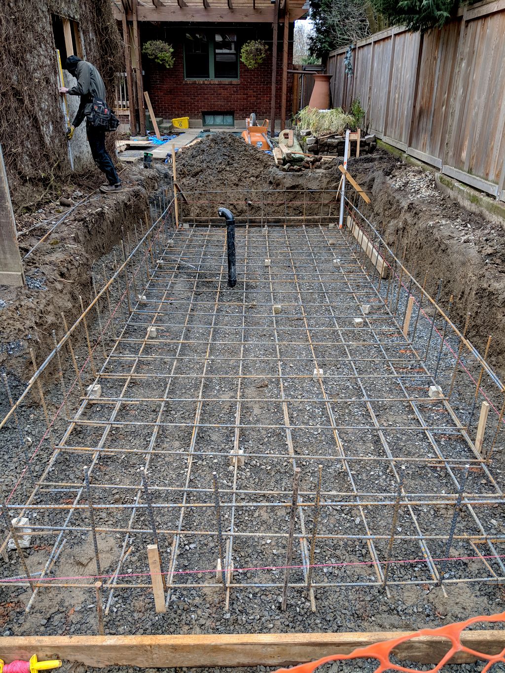 Preparation for custom hot tub foundation