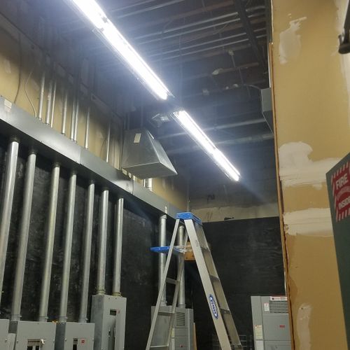 New Linear Fluorescent fixtures in the electric ro