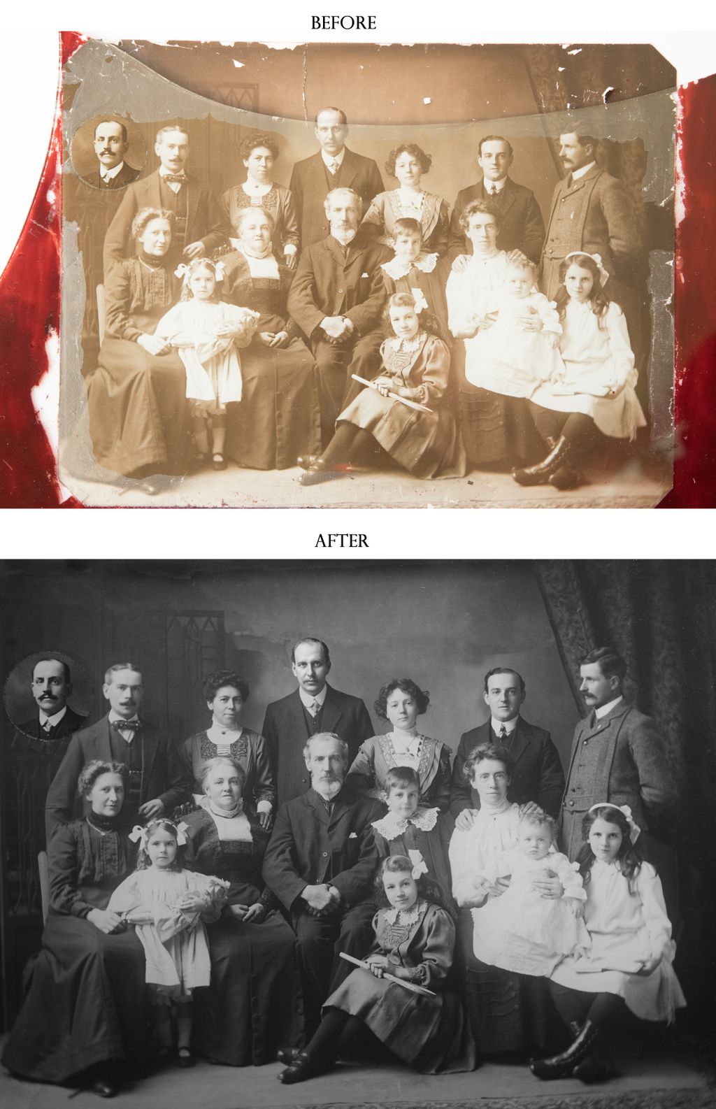 Photo restoration. Before and After.