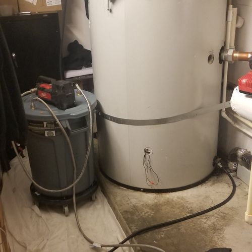 Flushing and treating a 125 gallon water heater wi