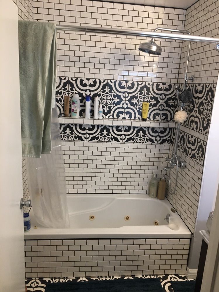 These photos are of two newly renovated bathrooms