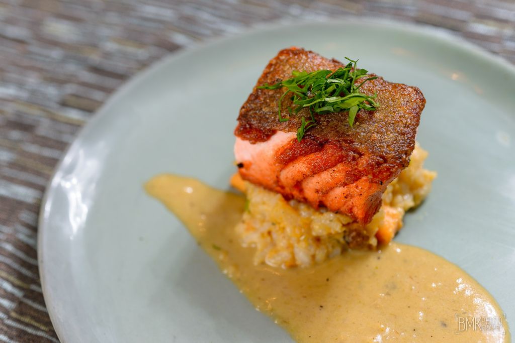 Pan Seared Salmon with Creamy Leek Sauce--Image by