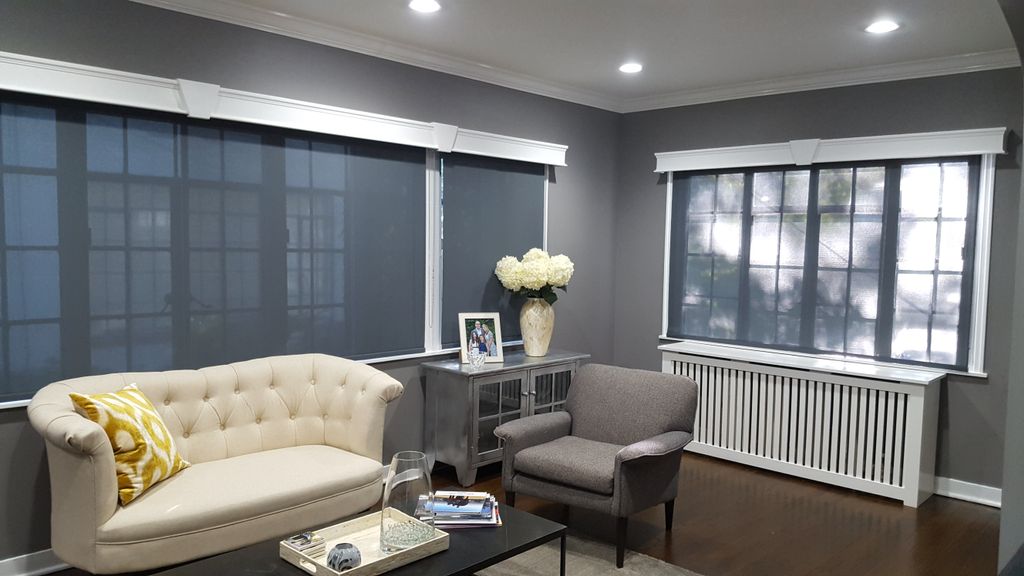 These solar screen shades protect the furnishings 