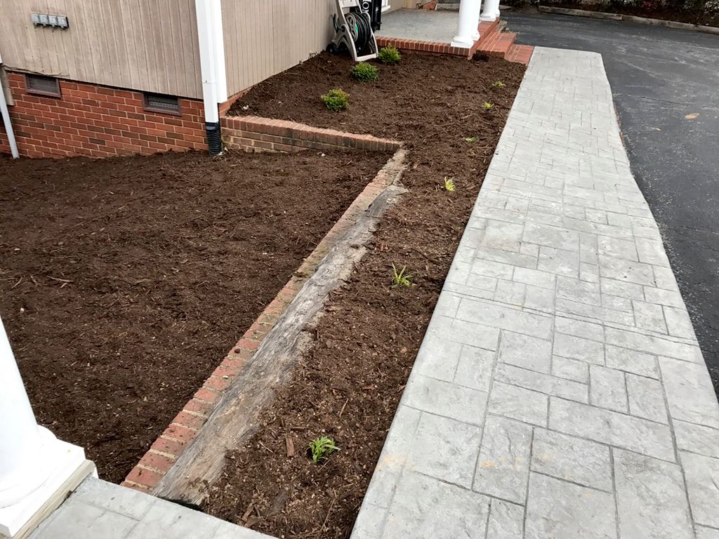 Mulch and bush plantings