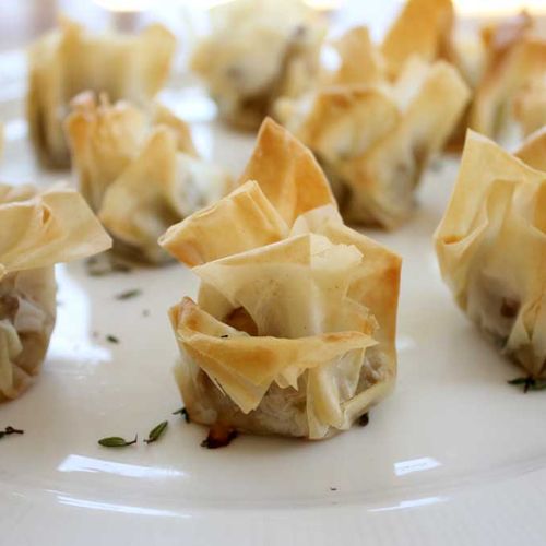 Filo Parcels with Mushrooms, Leeks, and Aged Gruyere