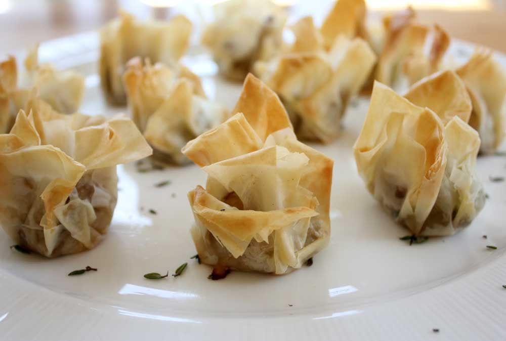 Filo Parcels with Mushrooms, Leeks, and Aged Gruye