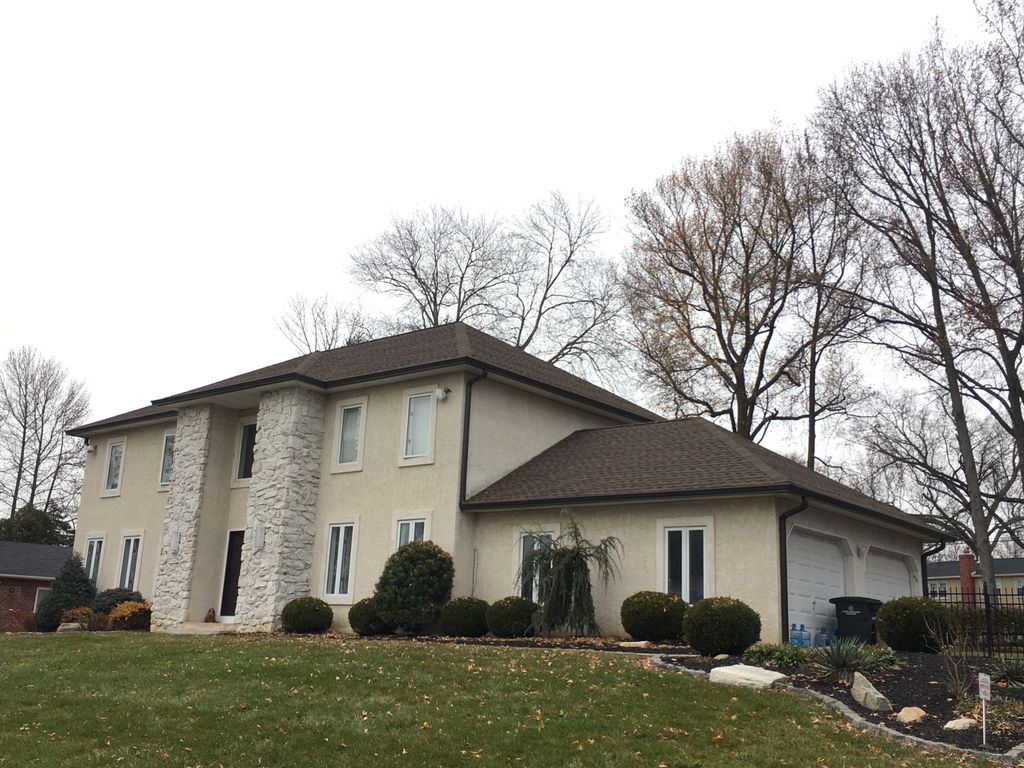 New shingles roof and large 6”gutters with 3”x4” d