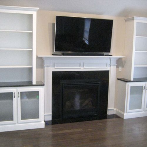 Custom media cabinets with bookcases