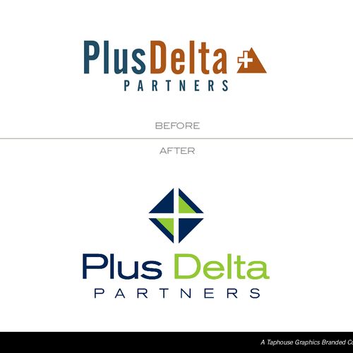 Plus Delta Partners rebrand | Before & After