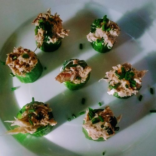 Crab Salad in cucumber cups