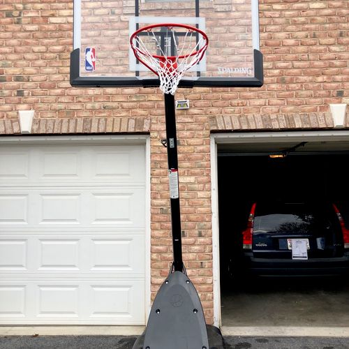 I bought a 54” portable basketball hoop set for my