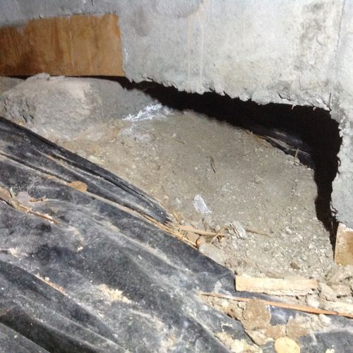 Crawl space inspection shows access between units 
