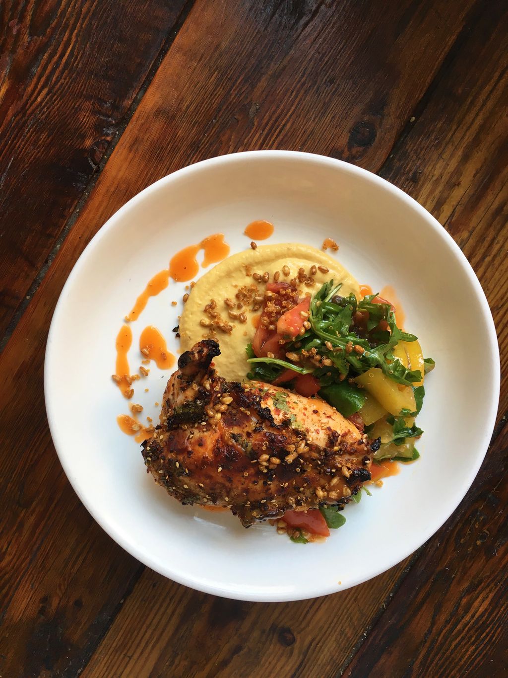 Roast Chicken w/ Heirloom Tomato, Charred Corn Tah