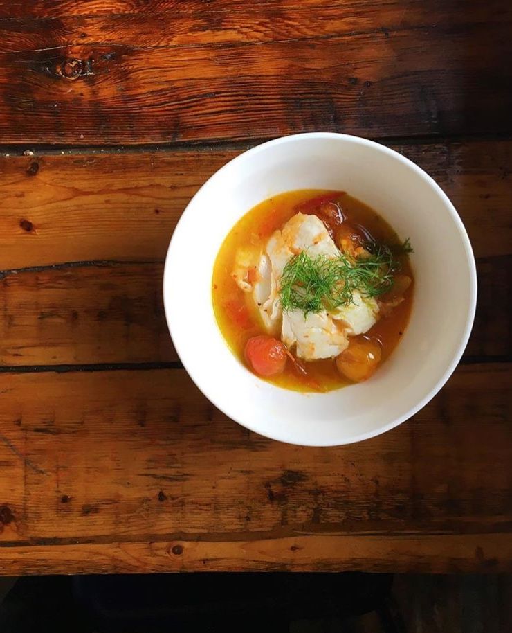 Atlantic Cod Poached In Tomato Fennel Roth