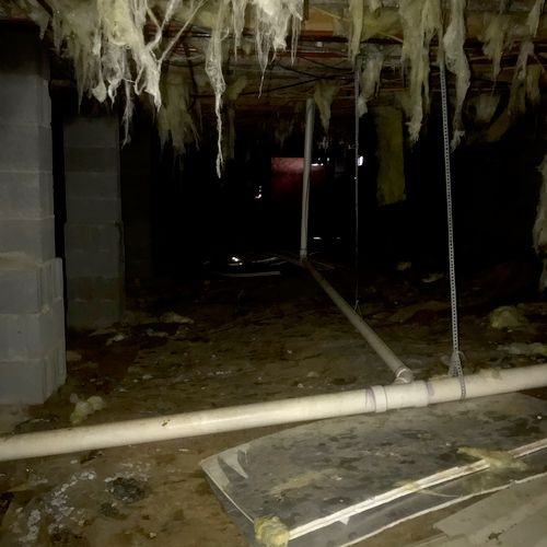 Crawlspace water and mold damage cleanup 