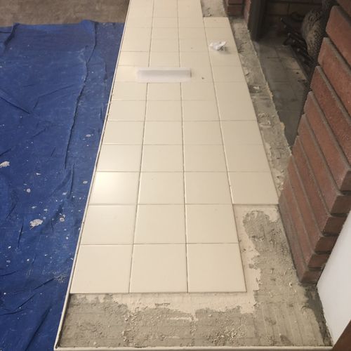 Installing New Tile Hearth