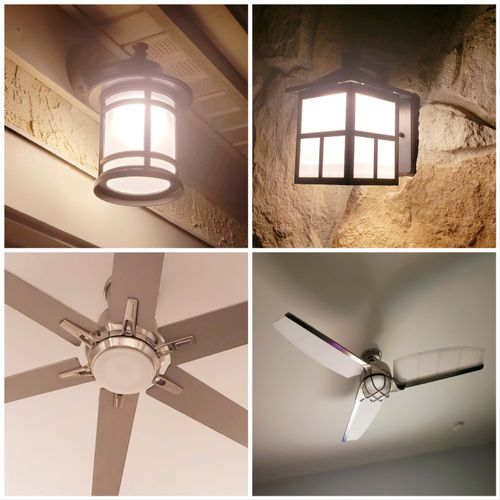 Anthony installed ceiling fans, outdoor lights, TH