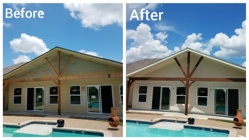 Stain cedar wood & paint exterior.
