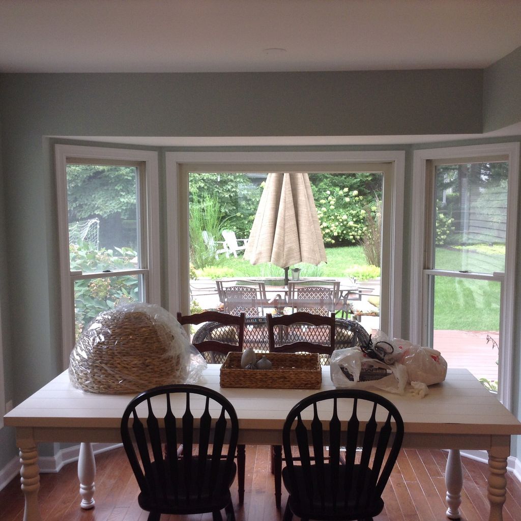 Finished kitchen ceiling, walls, and window frames