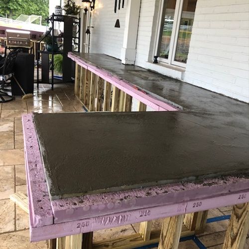 Poured in place outdoor countertop