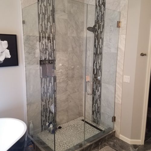 Custom shower tiling and enclosure