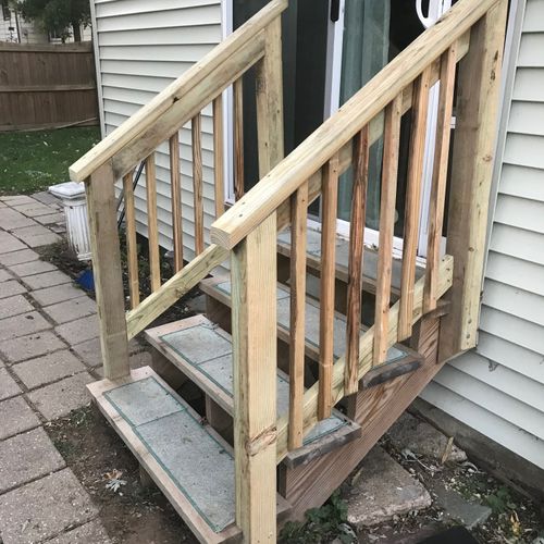 Back door stair rail installation