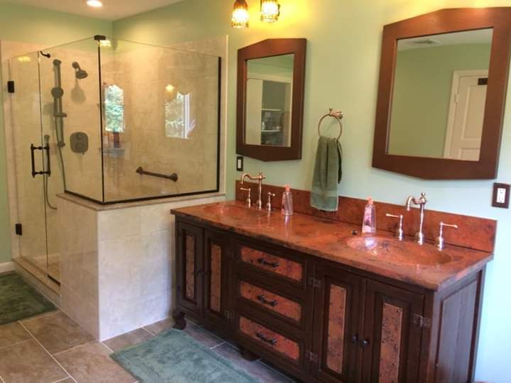 rustic hand hammered copper throughout with a touc