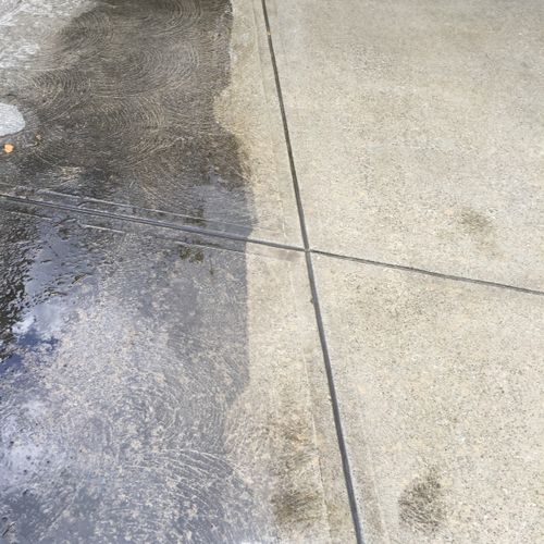 Before and after pressure washing 