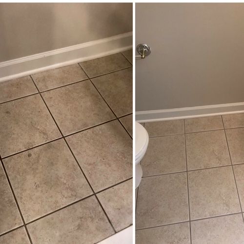 Tile and grout cleaning. Before and after 