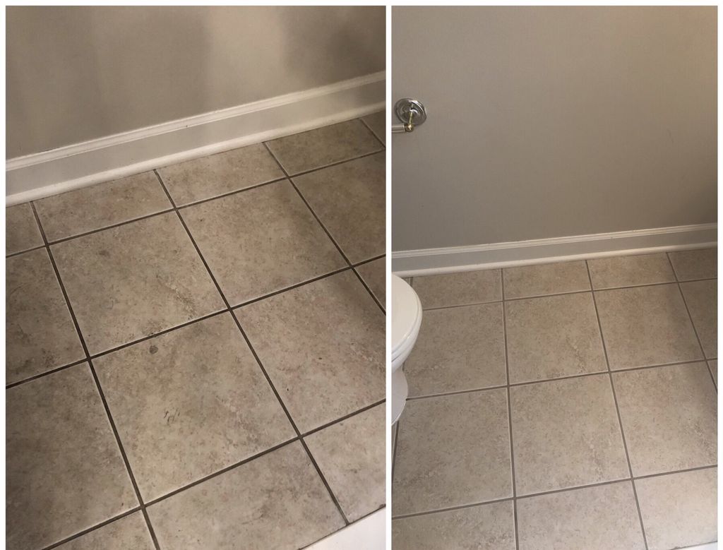 Tile and grout cleaning. Before and after 