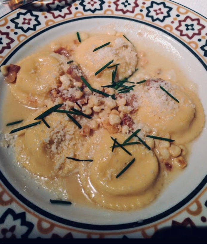 Butternut squash ravioli,brown butter sauce and to