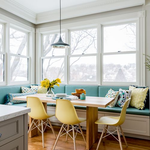 Custom Banquette with a view in Brookline Renovati
